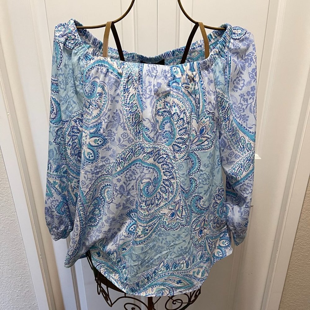 Gnw Women's Blouse in Teals and Blues Size Large